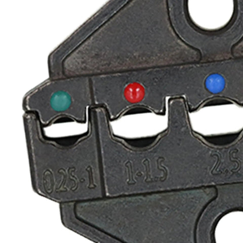 Heavy Duty Replacement Jaws For Crimping Pliers High Carbon Steel Interchangeable Die with color-coded sizes for electrical terminal crimping.