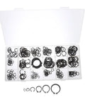 225-Piece Carbon Steel C-Shape Snap Ring Kit With External Retaining Clips For Shafts in transparent box