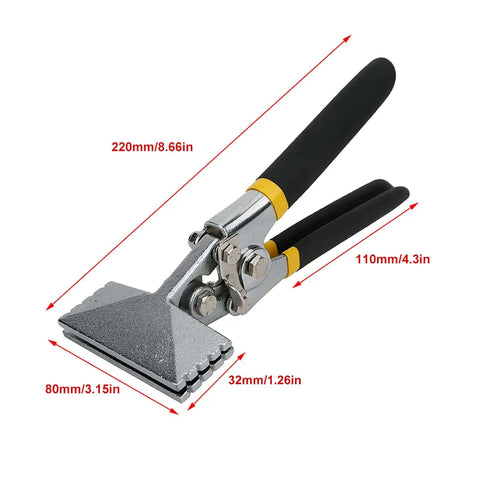 Heavy Duty Sheet Metal Hand Seamer With Straight Bending Pliers Pro Grade Manual Metal Bender Tool showing dimensions and grips