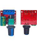 Mini DC Motor PWM Speed Controller 5V-35V Regulator Module 0-5A 90W board front and back view for RC Hobby Projects