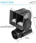 Top Shelf Heavy Duty Dual Tone Electric Air Horn With Badass 150db Thunder Blast 12v Direct Connect Wiring Harness Compact Universal Snail Valve Kit dimensions 5.9x4.37in, ABS material.