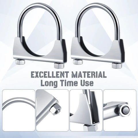 4 Pack 2.5 Inch Exhaust Clamps Heavy Duty U Bolt Saddle Design Muffler Pipe Connector Galvanized Iron for 2.5 Inch Pipes