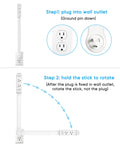 Smooth Gliding Power Strip Extender With Six Standard Outlets And Four Fast Charge Usb Ports mounted in wall outlet with instructions.