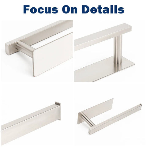 No Drill Self Adhesive Towel Holder 9 Inch Stainless Steel Bar In Brushed Gold Finish close-up details