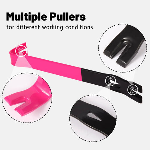 Heavy Duty Flat Pry Bars Set 12 Inch 15 Inch 18 Inch Crow Bar Nail Puller Pink And Black Angled Curved Head Metal