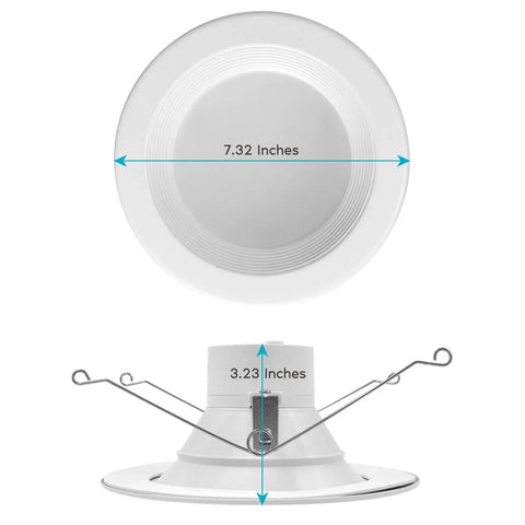 Front and side view of 5/6 Inch LED Recessed Retrofit Downlights Pack, 14W Equal 90W, Color Selectable 2700K-5000K, Dimmable
