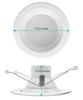 Top view and side profile of Recessed LED Can Light 5 To 6 Inch Retrofit Kit, Dimmable 14W To 90W Equivalent, showing dimensions.