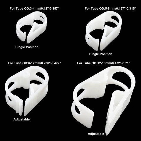 Kyuionty white plastic tubing clamps, adjustable hose clamps for 3-4mm to 12-18mm tube OD, pack of 5