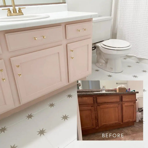 Bathroom cabinets painted with Paint Transformer Chalk Mineral For Latex And Acrylic Paint, Perfect For Kitchen Cabinets, Bathrooms
