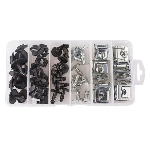 60 Piece Engine Undertray Clips Kit For Audi And VW in plastic box, metal and plastic construction, durable bottom cover screws bolts hardware