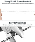 Close-up of heavy duty and break-resistant ceiling fan pull chain extender with pliers for customizing length.
