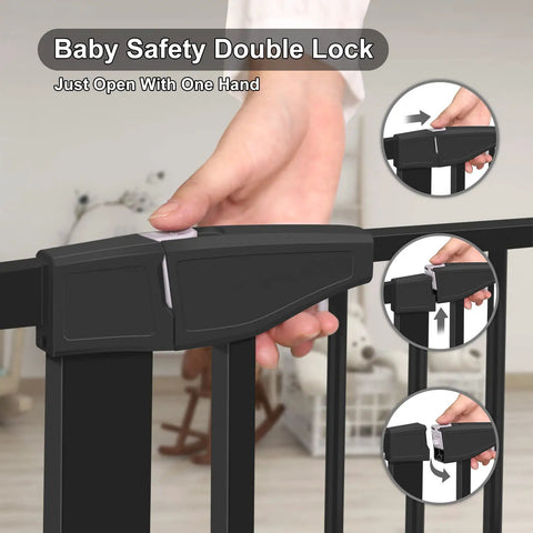 Extra Wide Baby Gate For Stairs And Doorways From 29.93 To 51.5 Inches Auto Close Safe Gate For Kids And Pets with double lock