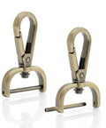 Two Pack Detachable Snap Hook Swivel Clasp With Screw Bar For Bag Straps, One And A Half Inch Wide, Brushed Brass Hardware Replacement VT493