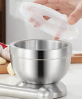 18 By 8 Stainless Steel Mortar And Pestle Set With Brushed Finish Durable Non Slip Base Rustproof No Residual Taste Easy To Clean