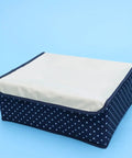 Grid Multi Compartment Underwear Storage Box Oxford Cloth Closet Organizer with navy polka dots, collapsible design.