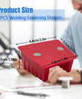2 Pack Soldering Station Clamp Helping Hands With Magnetic Base And 5 Wire Slots For 30AWG To 12AWG Wires shown on a desk.