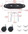 2 Pack Mobile Pulley Brackets For Oil Filled Radiator With 4 Casters 2 U Shaped Hooks And Mounting Accessories, black metal bracket and U-hook