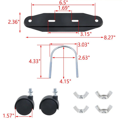 2 Pack Mobile Pulley Brackets For Oil Filled Radiator With 4 Casters 2 U Shaped Hooks And Mounting Accessories, black metal bracket and U-hook