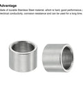 Stainless Steel Spacers 6.1mm ID, 8mm OD, 6mm Length, 10 Pack Round Standoffs For Quarter Inch Or M6 Screws, shown in side view
