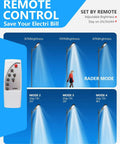 Diagram showing remote control features for 800W Solar Street Lights Outdoor With 60000LM Motion Sensor And Remote Dusk To Dawn IP65 Waterproof Flood Light For Parking Lot Yard And Garage Heavy Duty Solar Powered Area Lighting For All Weather, includes brightness modes and duration settings.
