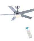 52 Inch Ceiling Fan With Lights Dope Modern Brushed Nickel Indoor Fan Remote Control 5 Reversible Blades