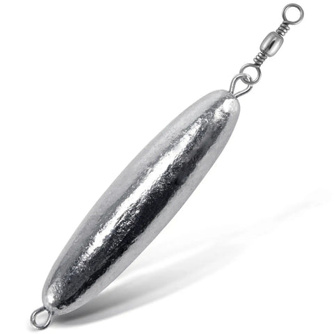 Inline Trolling Sinkers With Swivel 10 Pack Torpedo Lead Weights Double Ring 1Oz Saltwater And Freshwater Use.