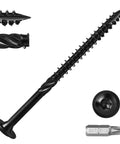 Lag Screws No 14 X 6 Inch Heavy Duty Exterior Wood Timber Screws With Torx Drive Washer Head Rust Resistant Black Epoxy Coated Includes T30 Star Bit