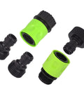 Five Piece Garden Hose Quick Connect Kit with Plastic Tap Adapters for easy leak-free connections to hoses, sprinklers, nozzles.
