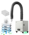 Heavy Duty Solder Fume Extractor Delivering Beast Mode Suction Power With Four Stage Filtration And Wireless Remote Control For Soldering Laser Engraving And Welding Projects with flexible hose and carbon filters.