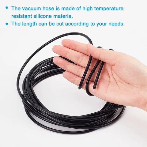 Top Tier 16 Point 4 Feet Black Silicone Vacuum Hose With 2mm Inner Diameter Fits High Temp Automotive Engines And DIY Pipeline Jobs For Smooth Suction And Reliable Performance, coiled in hand