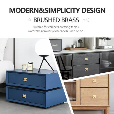 Modern styled cabinets using Gold Cabinet Knobs 10 Pack For Cabinets And Drawers, Brushed Brass Leaf Style Hardware.