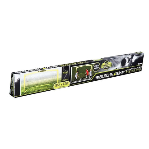 Boxed packaging of Portable Backyard Soccer Goal Small Size Pop Up With Quick Setup Durable Fiberglass Frame All Weather Practice Net