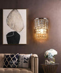 Crystal Hardwired Wall Light With Chrome Finish Sconce And K9 Acrylic Crystal Drops Shade for modern bedroom setup