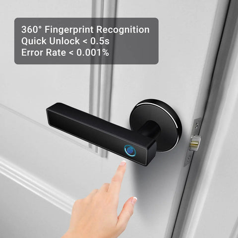 Fingerprint Door Lock With Bluetooth And WiFi, Keyless Entry Smart Front Door Lock, Biometric Door Lock, Smart Door Knob, App Control For iOS And Android, Remote Unlock Via Gateway, No Fuss, Easy Install For Indoor Wooden Doors