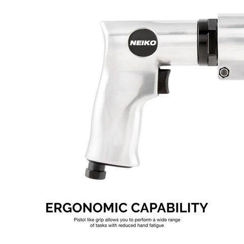 Ergonomic handle of One Quarter Inch Air Metal Cutting Shears With Ergonomic Pistol Grip For Clean Cuts In Aluminum And 18 Gauge Steel