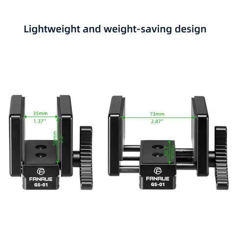 GS01 Arca Swiss Rifle Saddle Mount For Hunting Tripods length comparison, 1.37-2.87 in, black aluminum, lightweight design.