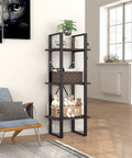 Three Tier Book Cabinet in Gray, Space-Saving Engineered Wood Storage for Books, Magazines, and Decor, home office setup