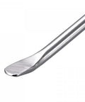 Close-up of Heavy Duty 32 Inch Aligning Pry Bar Round Crowbar Sleeve Bar tip, chrome plated steel for prying and aligning machinery.
