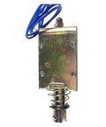 Dual Action Solenoid Electromagnet 12V DC and 24V DC Open Frame Push Pull Actuator 25N Force 10mm Stroke Workhorse Low Voltage Magnetic Coil for Robotics and Automation, front view