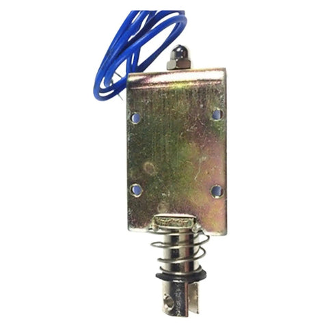 Dual Action Solenoid Electromagnet 12V DC and 24V DC Open Frame Push Pull Actuator 25N Force 10mm Stroke Workhorse Low Voltage Magnetic Coil for Robotics and Automation, front view