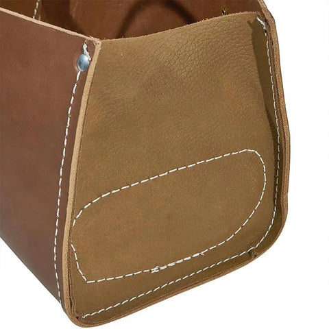 Heavy Duty Leather Tool Tote Bag With Double Ply Bottom And Steel Studs Stitched And Riveted Construction Reinforced Ends