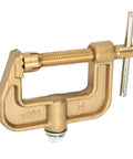 Top Tier High Quality Brass Ground Welding Earth Clamp G Type For 500A Heavy Duty Use side view with brass material and grip.