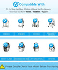 Compatibility chart showing various wet dry vacuum models and part numbers for 4 Pack Foam Sleeve Filter For 5 Gallon And Above Wet Dry Vacuums