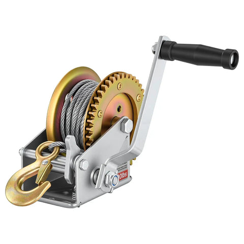 Beefy 1600 Lb Boat Winch With 32.8 Ft Steel Wire Hand Crank Towing Winch Two Way Ratchet Anti Slip Handle Easy Install For Boat Trailer And ATV Towing, steel wire and hook
