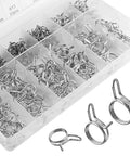 250 Piece Double Wire Fuel Line Hose Clip Assortment Kit For Motorcycle And ATV 5 To 14 Millimeter Spring Clips Clamps Set