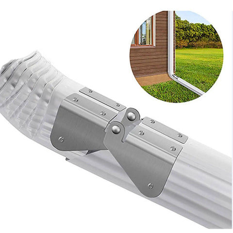 Gutter Extension Hinge for Downspouts, Easy Install and Stable Drainage Connection, Universal Fit, showing stainless hinge