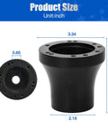 Slick Black Steering Wheel Adapter For EZGO TXT And RXV Golf Carts, showing size details in inches for precise fitment.
