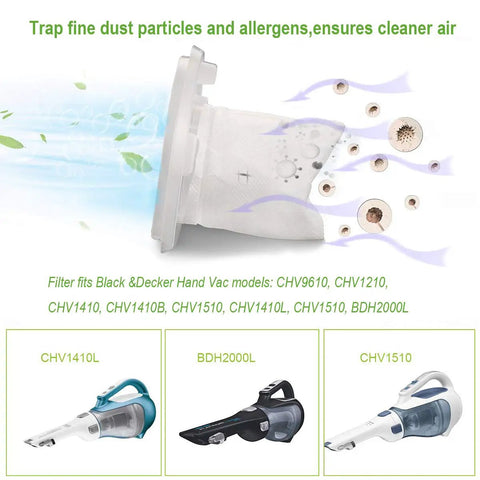 Image showing Six Pack Replacement Vacuum Filters For Handheld Dustbuster Cordless Vacs Compatible With VF110 And Popular CHV Models.