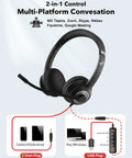 USB Headset With Noise Cancelling Microphone For PC And Laptop On Ear Headphones With Inline Control All Day Comfy 3.5mm And USB