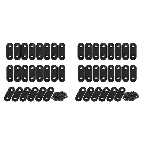 Rock Solid 100 Piece Stainless Steel Mending Plates And Straight Brace Connectors With Screws, black connectors for furniture repair.